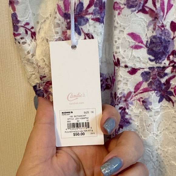 Candie's White and Purple Lace Dress Juniors - Picture 5 of 5